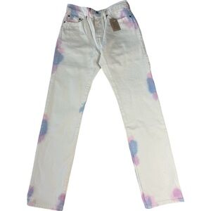 NWT Levi’s 501 white high rise fitted hip and thigh straight leg jeans 28x30
